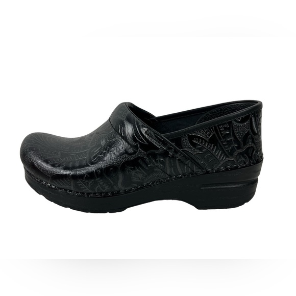 Dansko Black Tooled Leather Professional Clog Shoes Womens EU 38 US 7.5-8 EUC - Picture 4 of 11